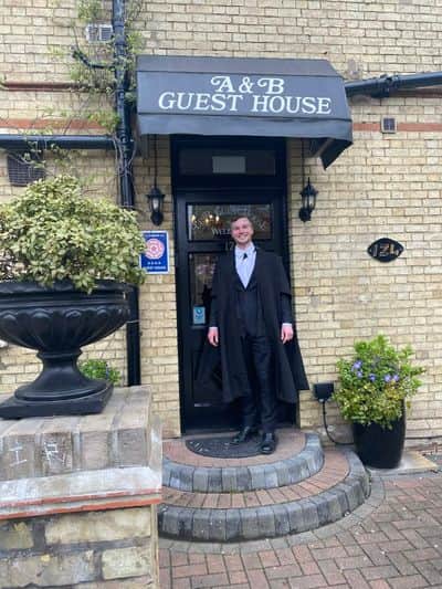 Graduate celebrating at A&B Guesthouse Cambridge